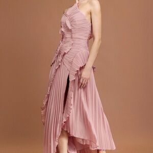 Elegant Pink Ruffled Women's Dress